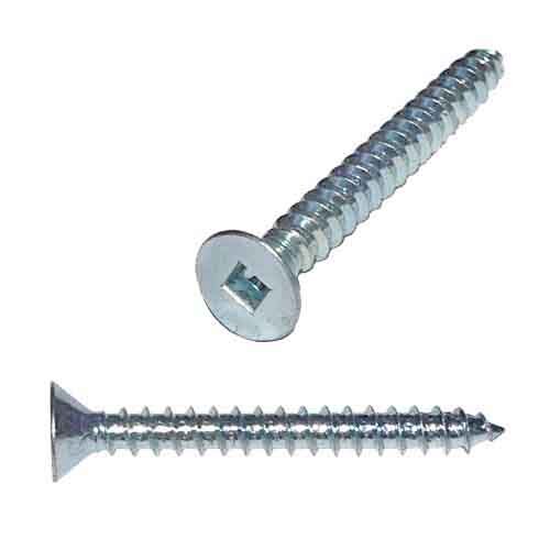 FSQTS612 #6 X 1/2"  Flat Head, Square Drive, Tapping Screw, Type A, Zinc